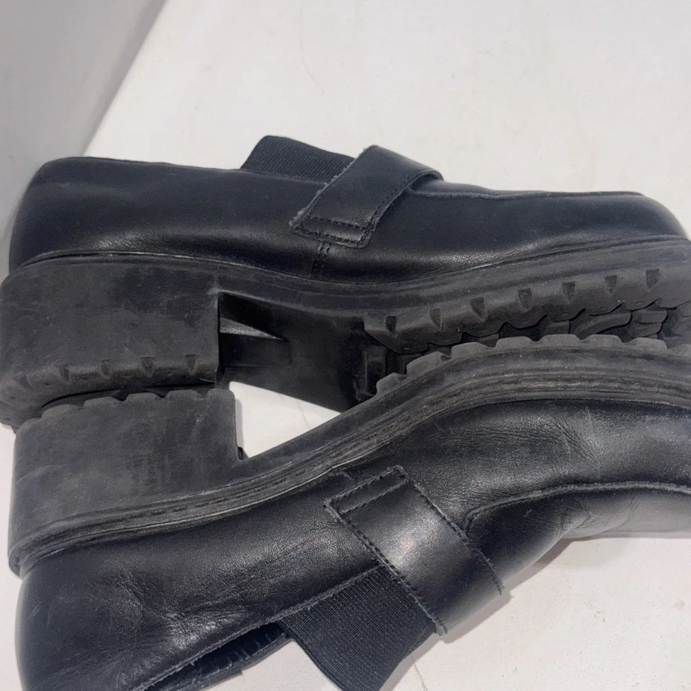 Vintage Esprit Chunky Platform Loafers Black 90s Y2K Goth Dark Grunge Shoes Sz 8